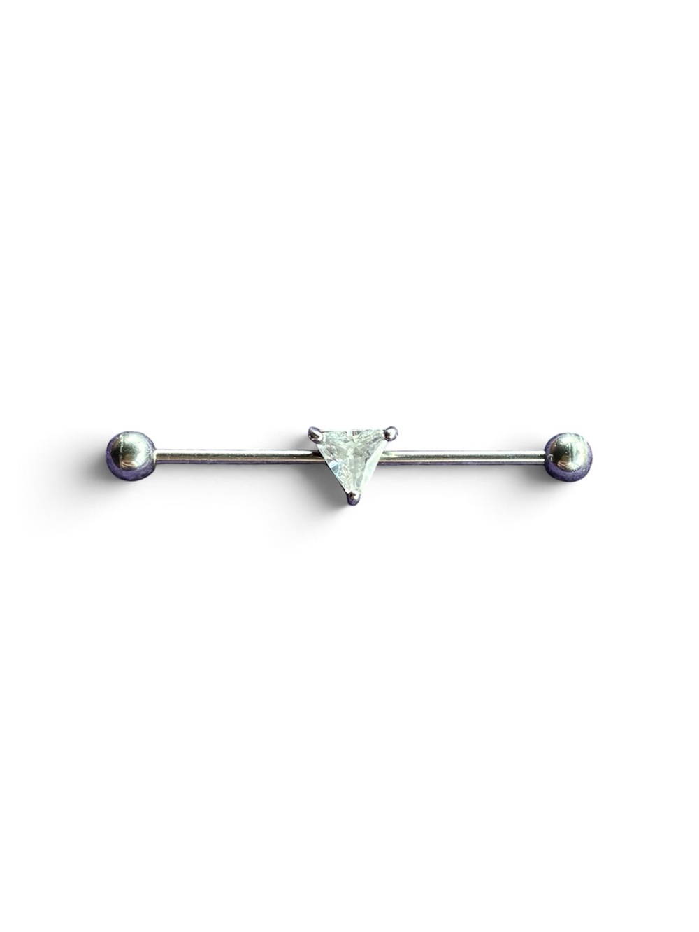 18k and Trillion CZ Barbell - Silver